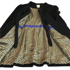 ELEVENSES Black, Lined, 100% Wool, Snap Tie Closure Coat/Jacket, Size 14